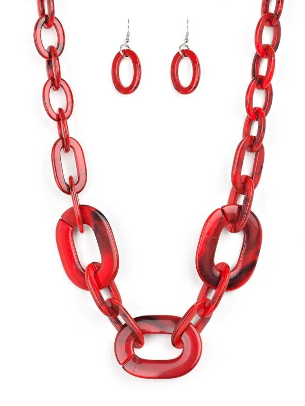 Paparazzi All In-Vincible Red Necklace & Earrings Set